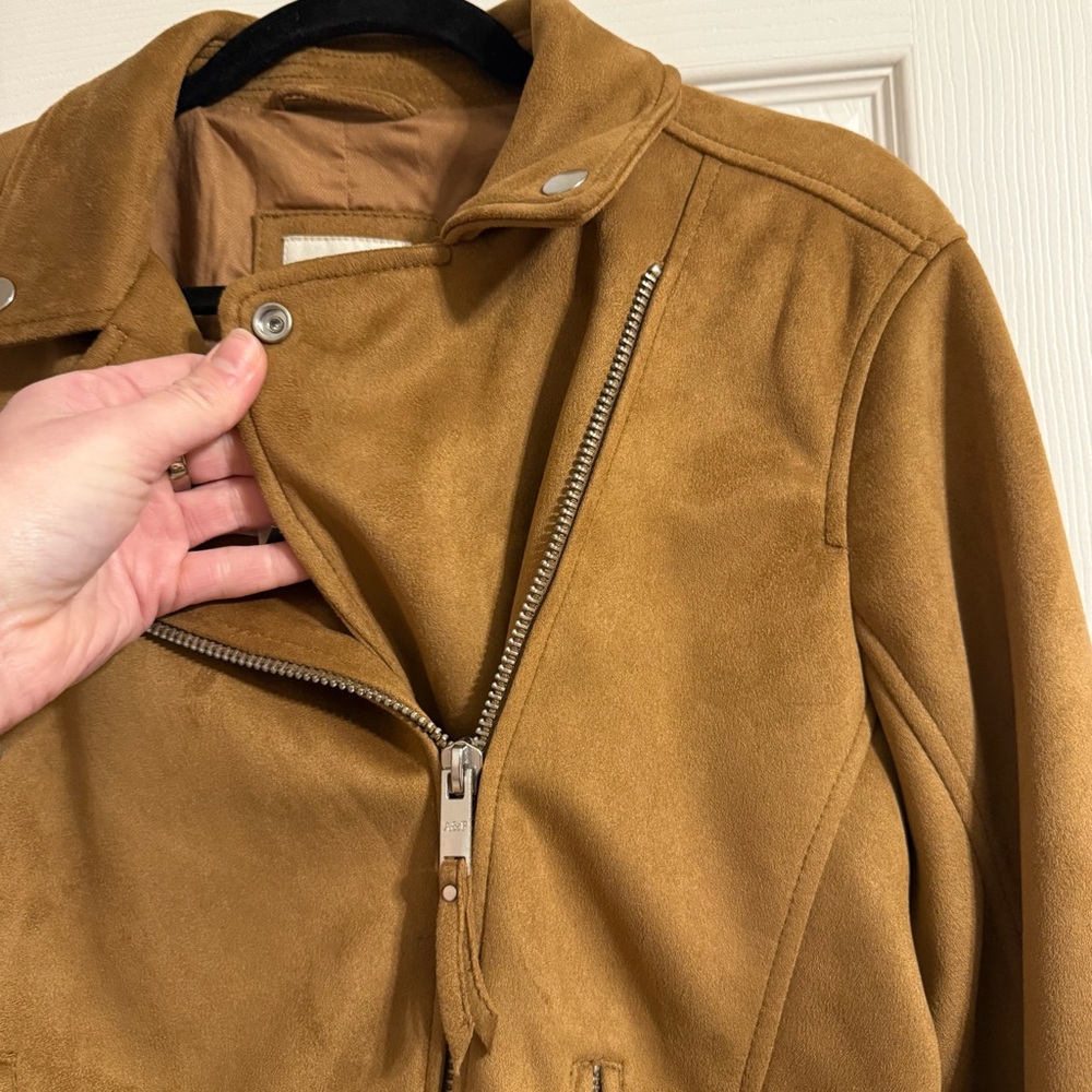 Abercrombie & Fitch Tan Suede Moto Jacket - Picture 3 of 4